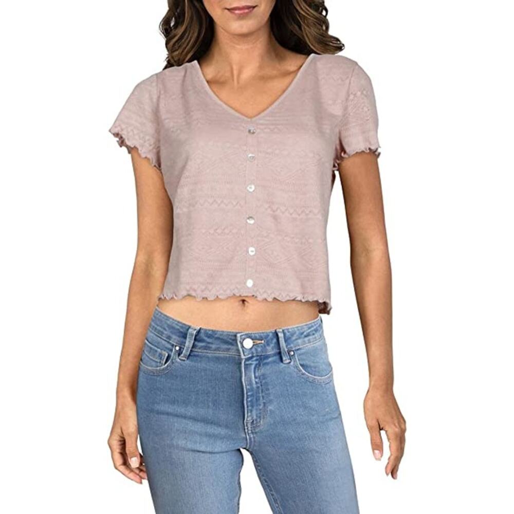 NWT Hippie Rose Pink Embroidered Short Sleeve Blouse Women's Size XL